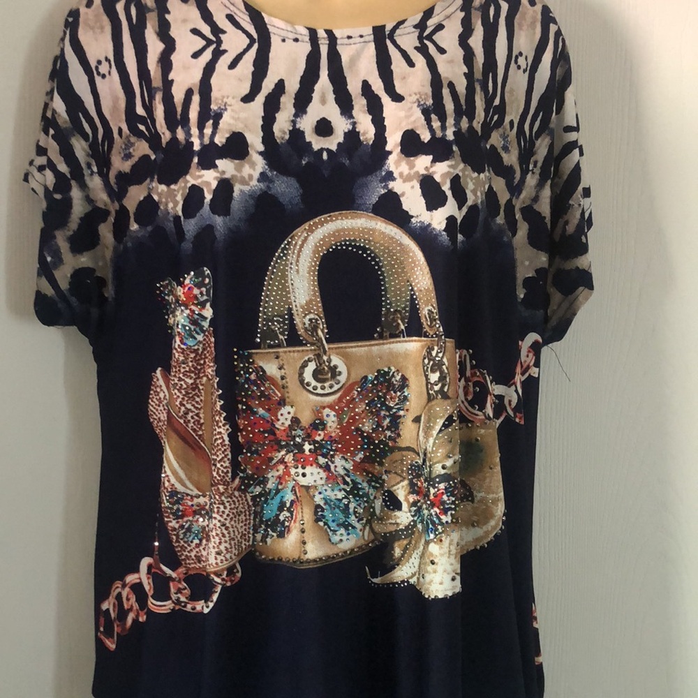 Elegant boho fall  blue & white feminine blouse top